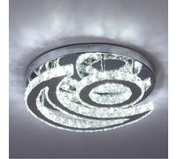 CXGLEAMING 15.7" Lámpara de techo LED de cristal moderna plafón led de techo empotrado lampara de araña luna redonda Luz de techo para salon dormitorio baño comedor(blanco frío)