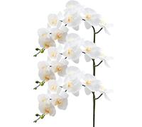 CXGS Orquídea artificial de 9 pétalos grandes, orquídeas artificiales de látex realista, 3 tallos de orquídea de 37 pulgadas, flor blanca falsa de Phalaenopsis para decoración de arreglos de boda y