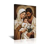 CXHOSTENT Lienzo decorativo para pared, diseño de la Sagrada Familia, arte católico de Jesús y la Virgen María, póster de Dios, pintura cristiana para decoración de iglesia, oficina, enmarcado (18