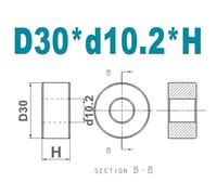 Cxiang-Arandelas Planas Diameter 30mm M10 M12 M14 M16 M18 M20 Aluminum Bushing Washer Gasket Round Hollow No Thread Standoff Spacer, Corrosión y duradero(D30xd10.2xH,H25(2pcs))