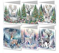 CXINLky 5D DIY Diamond Art Painting Karten 2024 Novedades Navidad Diamond Art Karten Diamond Art Painting Karten Weihnachten, Geschenkkarte Feiertags für Familie,Freund-05-Elch