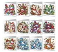 CXINLky 5D DIY Diamond Art Painting Karten 2024 Novedades Navidad Diamond Art Karten Diamond Art Painting Karten Weihnachten, Geschenkkarte Feiertags für Familie,Freund-07-Schneemann