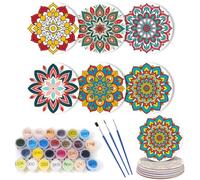 CXINLky 6 Posavasos para Pintar por Números 5D con Soporte - Antideslizantes para Tazas, Vasos de Vino, Jarrones - Mandala 02