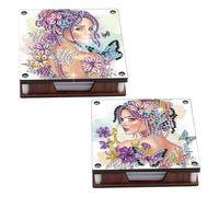 CXINLky Diamond Art 06 - Caja para notas (piel, 2 unidades, 120 hojas, color blanco)