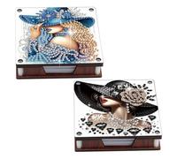 CXINLky Diamond Art 07 - Caja de notas (piel, 2 unidades, con 120 hojas, color blanco, para el hogar, la oficina)