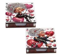 CXINLky Diamond Art - Caja para notas (piel, 2 unidades, 120 hojas, para casa, oficina, 13 abuelas), color blanco