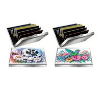 CXINLky Diamond Art Painting Kartenetui, DIY Diamond Art Premium Edelstahl Kreditkartenetui, RFID Schutz Geldbeutel Kreditkartenetui-2 Stuck-H