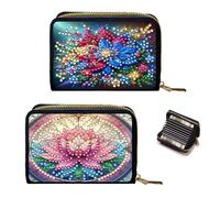 CXINLky Diamond Art Painting Tarjetero, 5D Diamond Art Premium PU Tarjetero con cremallera, protección RFID Slim Monedero Tarjetero para hombre y mujer, 2pcs-b