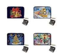 CXINLky Diamond Art Painting Tarjetero, 5D Diamond Art Premium PU Tarjetero con cremallera, protección RFID Slim Monedero Tarjetero Tarjetero, 4pcs-c