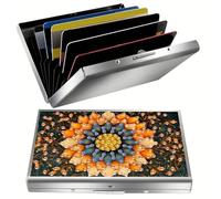 CXINLky Diamond Art Painting Tarjetero, DIY Diamond Art Premium Acero Inoxidable Tarjetero, RFID Protección Monedero Tarjetero Tarjetero Tarjetero 22 Mandala