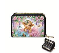 CXINLky Diamond Art Painting Tarjetero, DIY Diamond Art Premium PU Tarjetero con cremallera, protección RFID Slim Monedero Tarjetero Tarjetero 20-Korb