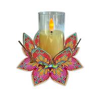 CXINLky DIY Diamond Art Painting Mandala Candelero, 5D Diamond Art Candelabro Candelabro Decoración del Hogar Decoración Vela Decoración-06 Flor
