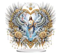 CXINLky DIY Diamond Art Painting Mesa Jesús Decoración, 5D Diamante Art Painting Navidad Decoración de mesa, Pintura de Diamante de pie Juego de arte, Adornos Regalos Decorativos hechos a mano-01