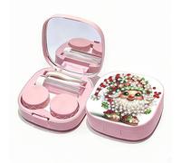 CXINLky Estuche para lentes de contacto DIY con pintura de diamante, portátil, con accesorios para lentes de contacto, espejo, botella, pinzas y ayuda para insertar-20-Navidad