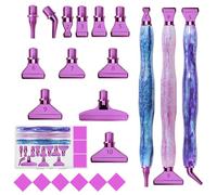 CXINLky Juego de 22 bolígrafos para pintura de diamantes, accesorios de pintura con 12 puntas, para pintura de diamantes, bordado, herramientas de arte de uñas y técnicas de pintura-02-morado