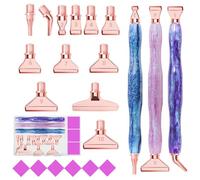 CXINLky Juego de 22 bolígrafos para pintura de diamantes, accesorios de pintura con 12 puntas, para pintura de diamantes, bordado, herramientas de arte de uñas y técnicas de pintura-03 oro rosa