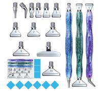 CXINLky Juego de 22 bolígrafos para pintura de diamantes, accesorios de pintura con 12 puntas, para pintura de diamantes, bordado, herramientas de arte de uñas y técnicas de pintura-04-plata