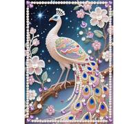 CXINLky Pintura artística de cuentas, creativo 5D perla arte animal conjunto con lienzo colorido, cuadros artísticos para decoración de pared del hogar, sin marco, 16 pavo real