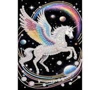 CXINLky Pintura artística de cuentas, creativo 5D perla arte animal conjunto con lienzo colorido, cuadros artísticos para decoración de pared del hogar, sin marco, caballo 01