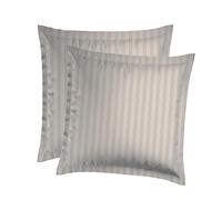 CXL by Christian Lacroix - Juego de 2 Almohadas cuadradas + 2 Fundas de Almohada - 65 x 65 cm - Ropa de Cama de satén de algodón - Lavable a máquina a 40 °C - Rayas Tejidas, Topo