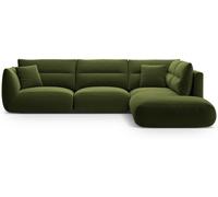 CXL by Christian Lacroix Sofá esquinero derecho 7 plazas de terciopelo verde militar