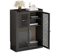 Cxllisionary Caja Organizadora de Bambú y MDF para Router WiFi, con Diseño de asa Oculta y Estructura Que no Interfiere con la Señal; Ideal para Organizar la Pared(Black,M-L23.2xW9.8xH32.3in)