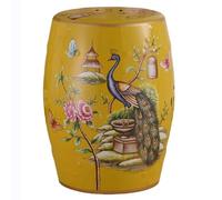 Cxllisionary Taburete de Jardín Decorativo de Cerámica, Proceso de Cocción a Alta Temperatura, Taburete de Cerámica con Técnica de Calado, Pintado con Trazos Finos de Colores, para Salón(Yellow)