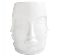 Cxllisionary Taburete de Tambor con Forma de Rostro Humano Esmaltado, Taburete Decorativo de Cerámica para Jardín, Banco de Jardín Cocido a Alta Temperatura, Estilo Europeo, para Exteriores(White)