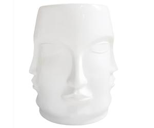 Cxllisionary Taburete de Tambor con Forma de Rostro Humano Esmaltado, Taburete Decorativo de Cerámica para Jardín, Banco de Jardín Cocido a Alta Temperatura, Estilo Europeo, para Exteriores(White)