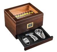 Cxlly Humidores De Cigarros,Caja Cigarros De Cedro EspañOl, Humidificadores De Vidrio con CajóN De Accesorios, Humidificador Frontal HigróMetro Digital Hecho A Mano Y, AccióN Gracias