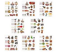 CXNXFD 24 hojas de pegatinas piratas para niños, pegatinas de pirata, 8 diseños diferentes para cumpleaños infantiles, fiesta de cumpleaños, manualidades, recompensas