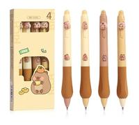 CXNXFD Capybara - Juego de 4 bolígrafos retráctiles borrables, 0,5 mm, diseño kawaii, bolígrafo borrable para regalo escolar (tinta azul)
