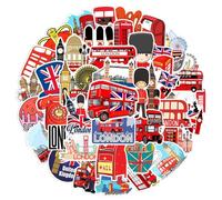CXNXFD Juego de 50 pegatinas temáticas de Londres, pegatinas de monumentos británicos, autobús de dos pisos rojos, Big Ben, diseño de la bandera británica para ordenador portátil, equipaje