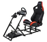 CXRCY Cabina de simulador de carreras con asiento, respaldo ajustable y rieles deslizantes, cabina de carreras Formula y GT Sim compatible con Logitech/Fanatec/Thrustmaster G920 G29 G25 G27