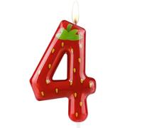 Cxryrzhe Vela de fresa número 4, decoración de pasteles, suministros de fiesta, decoración de fiesta para niños y niñas