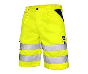 CXS Norwich Pantalones Cortos de Trabajo, Shorts de Alta Visibilidad, Color de señal, Shorts Pantalones de Alta Visibilidad, con Rayas Reflectantes, EN ISO 20471, 280 g/m2 (64, Amarillo)