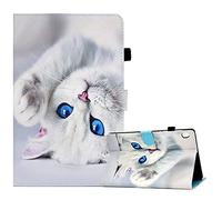 CXTcase Funda para Lenovo Tab M10 10.1 2019 TB-X505L/TB-X505F/TB-X605L/TB-X605F Folio TPU+PU Función de Soporte Protectora Smart Cover Tableta Carcasa Lenovo Tab M10 10.1 2019, Gato Blanco