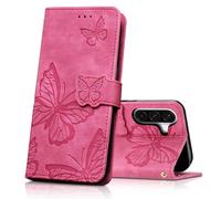 CXTCASE Funda para Samsung Galaxy A57 5G, Funda Tapa Libro Movil Carcasa PU Cuero para Samsung Galaxy A57 5G, Rosa Roja