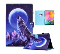 CXTCASE Funda para Samsung Galaxy Tab A 10.1 2019(SM-T510/T515), funda protectora con función atril para Samsung Galaxy Tab A 10.1 2019 SM-T510/T515, lobo nocturno
