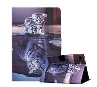 CXTCASE Funda para Samsung Galaxy Tab A11 8.7" 2025 / A9 8.7" 2023, Funda de Cuero PU Folio Flip Case Smart Cover con Soporte para Samsung Galaxy Tab A11 2025, Gato Tigre