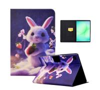 CXTCASE Funda para Samsung Galaxy Tab A11 8.7" 2025 / A9 8.7" 2023, Funda de Cuero PU Funda Folio Flip Case Smart Cover con Soporte para Samsung Galaxy Tab A11 2025, Fresa Conejo