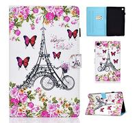 CXTcase Funda para Samsung Galaxy Tab A8 2021 10.5" / SM-X200 / SM-X205, Tablet Cárcasa Cuero PU Magnetica para Samsung Galaxy Tab A8 2021, Torre de Flores