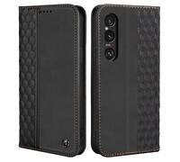 CXTCASE Funda Sony Xperia 1 Vi, Funda Tapa Libro Movil Carcasa PU Cuero para Sony Xperia 1 Vi, Tipo Libro Flip Wallet Case, Negro