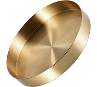 CXtech Decorativa Bandeja de Almcenamiento, Bandeja Redonda Dorada, Bandeja de Metal Acero inoxidable, Organizador Bandeja para Joyas Fruta Maquillaje 22CM