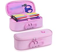 CXWLD Estuche de lápices de gran capacidad de 4 capas de código de bloqueo de bolígrafo de papelería caja organizador de bolsas de cosméticos para estudiantes universitarios y adolescentes