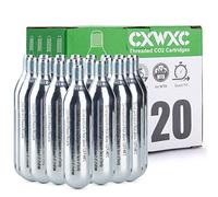 CXWXC Cartuchos de CO2 roscados de 16 g para neumáticos de Bicicleta - Cartucho para inflador de CO2 con conexión roscada, Bomba de CO2 para Bicicletas de Carretera y montaña (CO2-CXBT-20P)