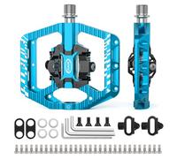 CXWXC Pedales de Bicicleta con Clic y Pedales Planos con 3 rodamientos, Pedales de Aluminio MTB, 9/16 Pulgadas, Pedales de Bicicleta para Bicicleta de Carretera, Bicicleta de montaña (Azul)