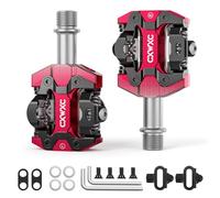 CXWXC Pedales de Bicicleta, SPD con 3 rodamientos sellados, Pedal Plano y de Clic, Pedales Ligeros de Aluminio MTB de 9/16 Pulgadas con Tacos para MTB, Bicicleta de Carretera (Rojo)