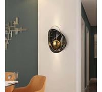 CXYWBD 15.7in Black Resin lampshade Art Lamps,Nordic Iuxury Round ,Bathroom Vanity Fixture, Light Source Wall Lights for Mirror Hallway Kitchen Living Room