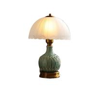 CXYWBD 16 Inch Ceramic Table Classic Chinese Style Green Home Decorative Lamp Room Bedroom Bedside Suitable for bedrooms, Living Rooms, Offices, Book
